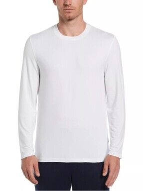 Perry Ellis White Long-Sleeve Crew Neck Sleep/Lounge Shirt